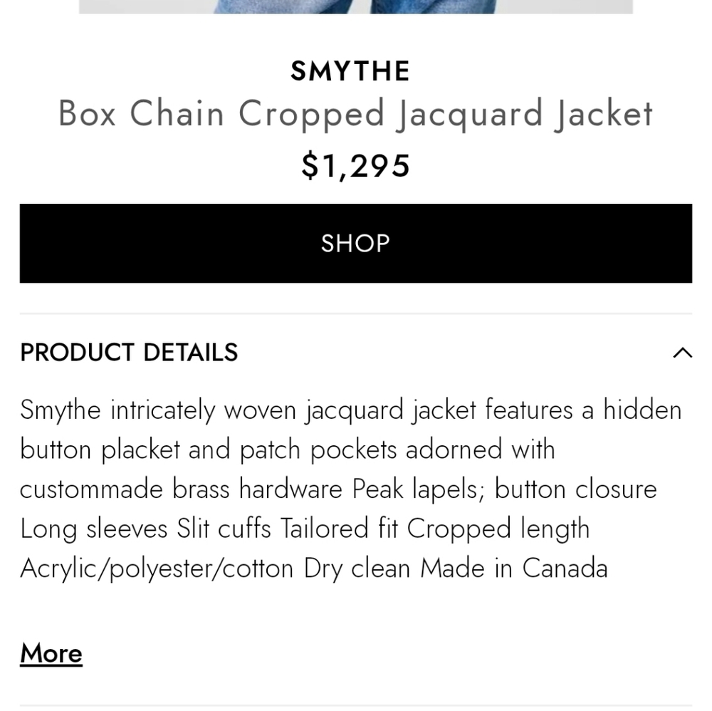 SMYTHE Box Chain Cropped Jacquard Blazer Jacket Tweed $1295 Retail - Picture 4 of 13